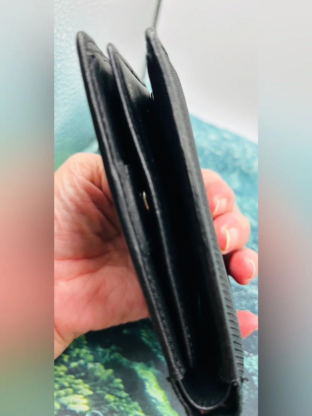 Burberry Black Textured Wallet Leather Interior, Coin Pouch VGC BB Check Lining